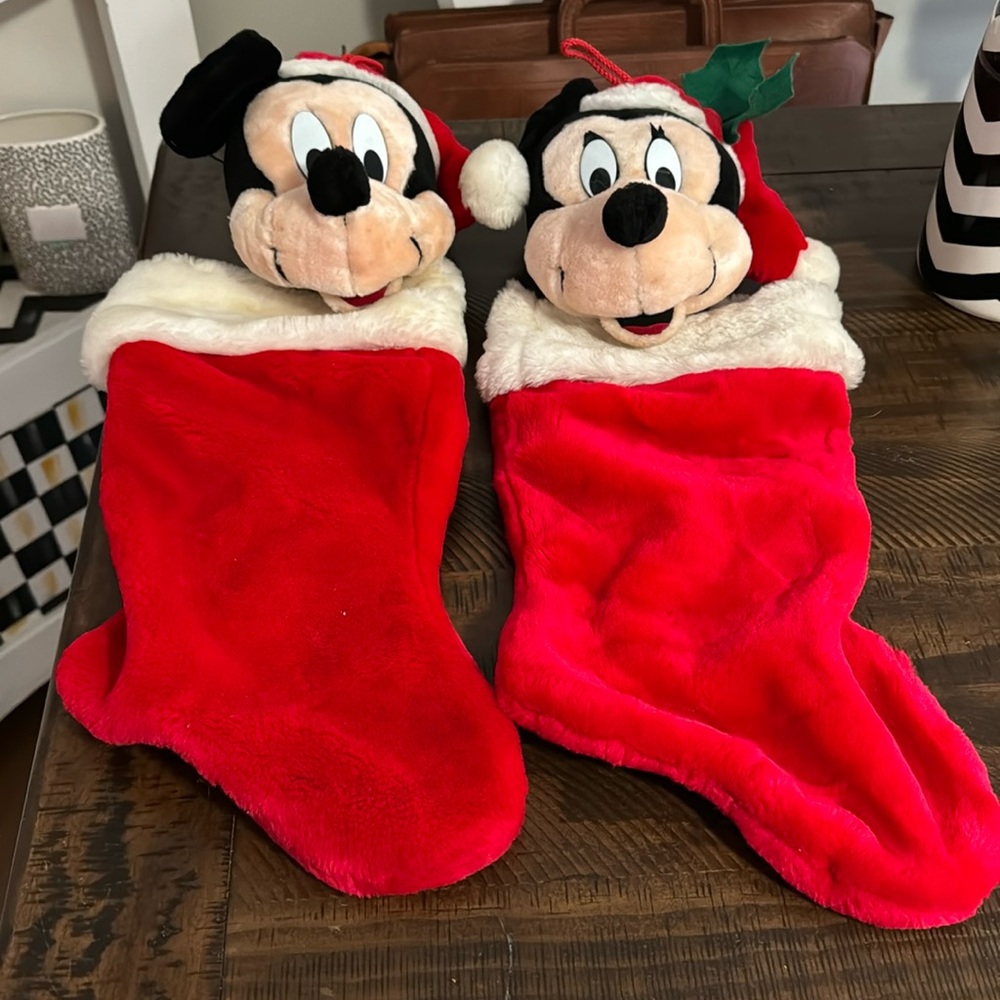 Christmas pair mickey and mini stockings